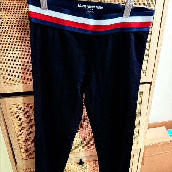 Tommy Hilfiger Black Leggings with Tricolor Waistband - Picture 1 of 6